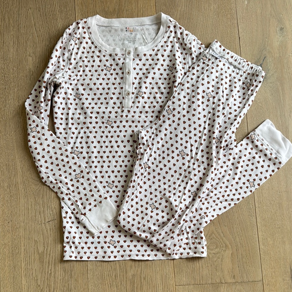 Roller Rabbit Texas Heart Pattern Kids Pajamas size 14.